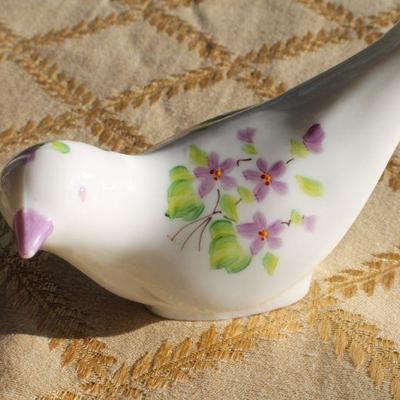 Lot #128: Hand Painted Ceramic Bird and Carved Soapstone Deco