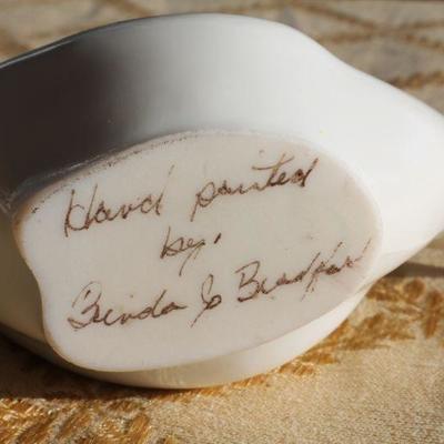 Lot #128: Hand Painted Ceramic Bird and Carved Soapstone Deco