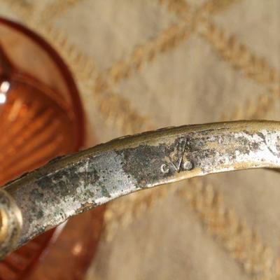 Lot #129: Vintage Glass Candy Dish w/ Fancy Metal Shell