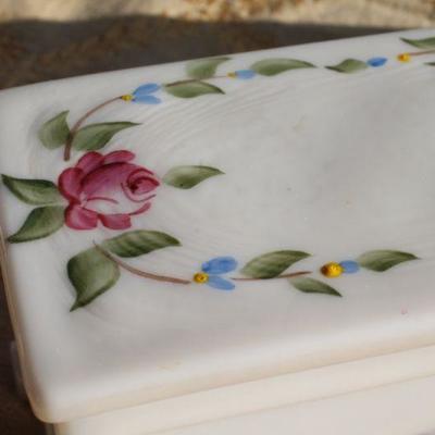 Lot #130: Vintage LEFTON CHINAâ„¢ Decorative Bell and SIGNED Hand Painted Marble Trinket/Jewelry Box