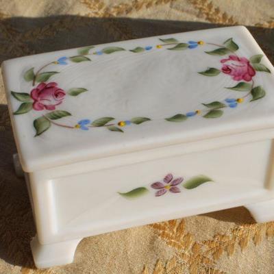 Lot #130: Vintage LEFTON CHINAâ„¢ Decorative Bell and SIGNED Hand Painted Marble Trinket/Jewelry Box