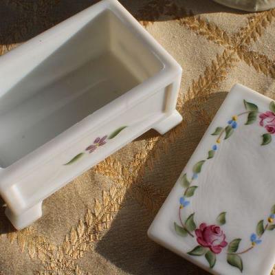 Lot #130: Vintage LEFTON CHINAâ„¢ Decorative Bell and SIGNED Hand Painted Marble Trinket/Jewelry Box
