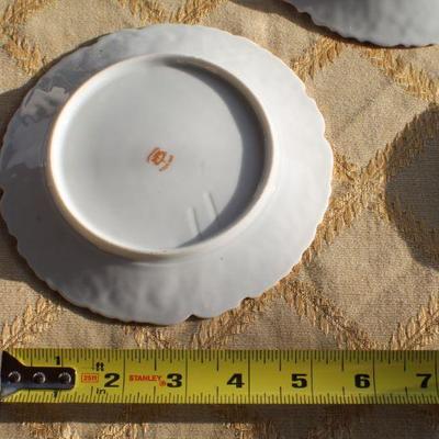 Lot #131: Set of (4) Vintage LIMOGESâ„¢ France Dessert Plates w/ (2) Porcelain Unmarked Gold Plated Cherubs