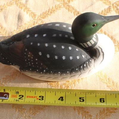 Lot #134: Group of (3) Vintage Wood and Porcelain Decorative Duck Decoys + Wood Plate