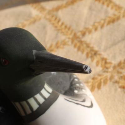 Lot #134: Group of (3) Vintage Wood and Porcelain Decorative Duck Decoys + Wood Plate