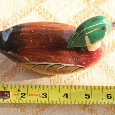 Lot #134: Group of (3) Vintage Wood and Porcelain Decorative Duck Decoys + Wood Plate