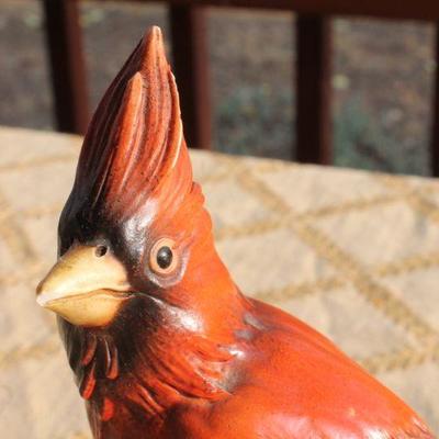 Lot #136: Vintage Red Bird Statue ARTIST SIGNED 