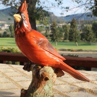 Lot #136: Vintage Red Bird Statue ARTIST SIGNED 