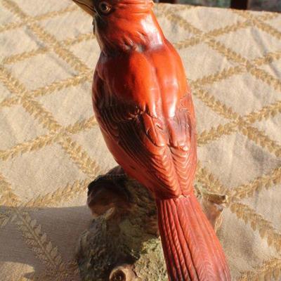 Lot #136: Vintage Red Bird Statue ARTIST SIGNED 