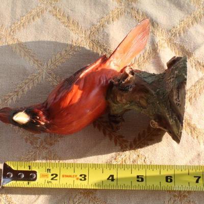 Lot #136: Vintage Red Bird Statue ARTIST SIGNED 