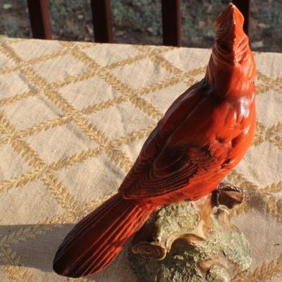 Lot #136: Vintage Red Bird Statue ARTIST SIGNED 