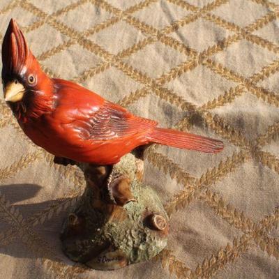 Lot #136: Vintage Red Bird Statue ARTIST SIGNED 