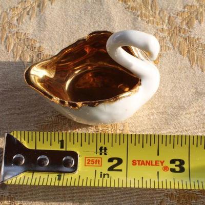 Lot #137: Vintage LIMOGESâ„¢ Swan Pair, Brass Duck Platter and Gold Plated Mid Century Modern Salt and Pepper Bird Shakers