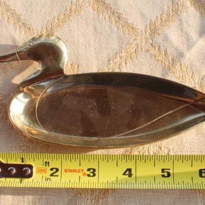 Lot #137: Vintage LIMOGESâ„¢ Swan Pair, Brass Duck Platter and Gold Plated Mid Century Modern Salt and Pepper Bird Shakers