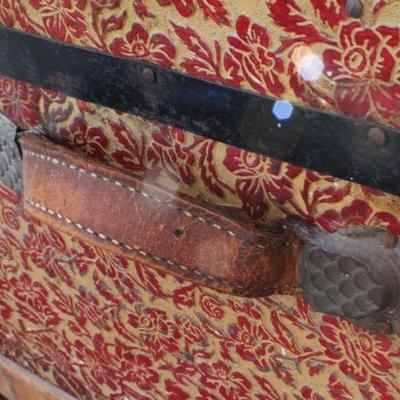 Lot #139: Vintage Large Treasure Trunk w/ Original Hardware and Key for Lock 