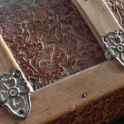 Lot #139: Vintage Large Treasure Trunk w/ Original Hardware and Key for Lock 