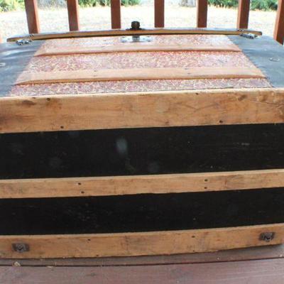 Lot #139: Vintage Large Treasure Trunk w/ Original Hardware and Key for Lock 
