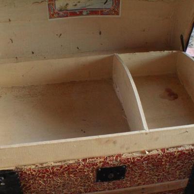 Lot #139: Vintage Large Treasure Trunk w/ Original Hardware and Key for Lock 