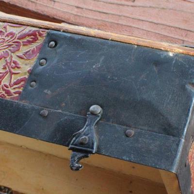 Lot #139: Vintage Large Treasure Trunk w/ Original Hardware and Key for Lock 