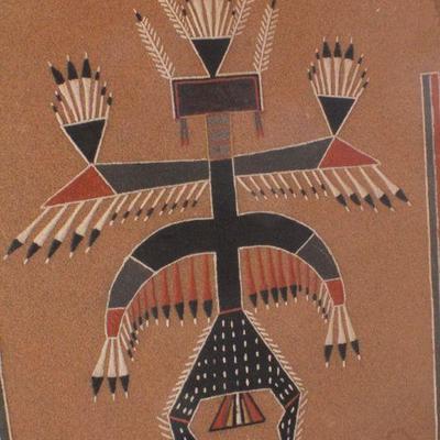 Lot #141: Vintage Navajo Sand Painting (small stain top right)