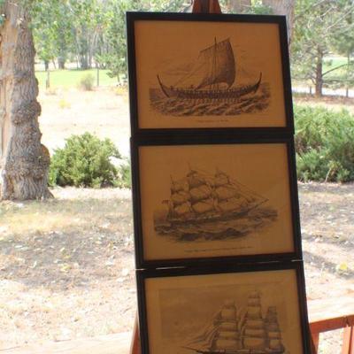 Lot #148: Vintage Series of (3) Nautical Ship Scenes (10" x 7.5" Each)