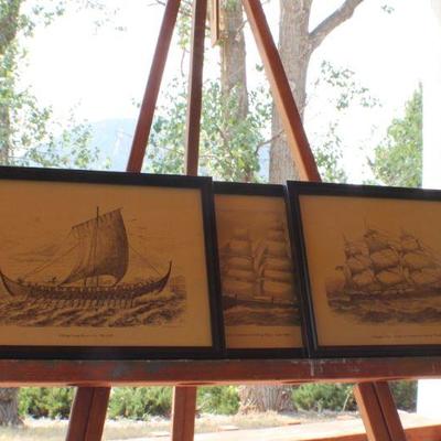 Lot #148: Vintage Series of (3) Nautical Ship Scenes (10" x 7.5" Each)