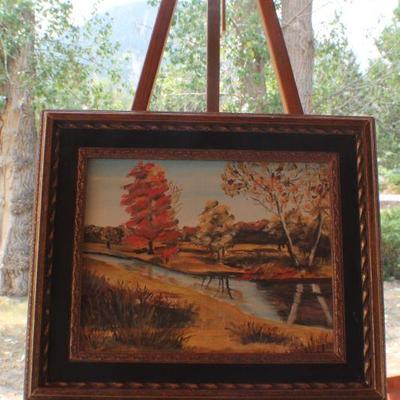 Lot #150: Vintage Original Oil Painting SIGNED C. Hall Landscape Scene 13.5" x 11.5" 