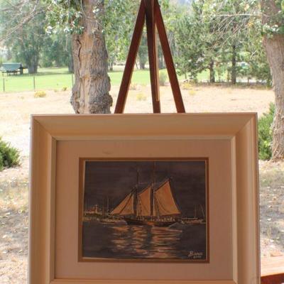 Lot #153: Framed Original Art Watercolor Signed by Artist