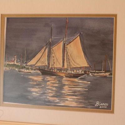 Lot #153: Framed Original Art Watercolor Signed by Artist