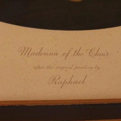 Lot #157: Vintage Raphael Print of "Madonna of the Chair" 19.5" x 18.5" 