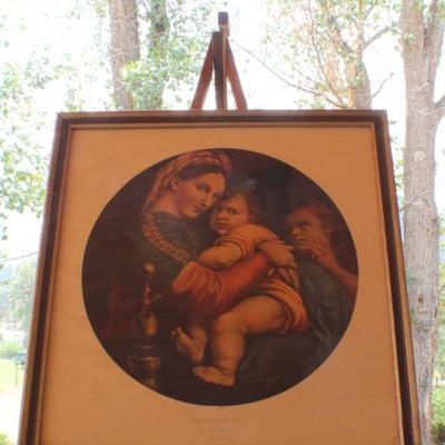Lot #157: Vintage Raphael Print of "Madonna of the Chair" 19.5" x 18.5" 