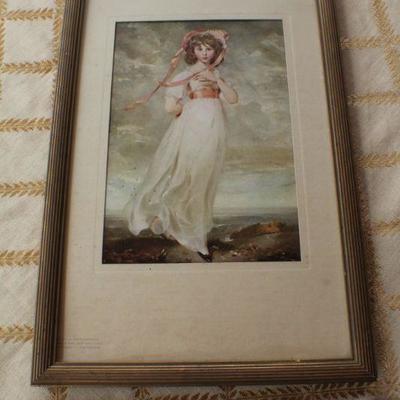 Lot #160: Vintage HENRY E. HUNTINGTON Fashion Art Print + "Evening Dress" Framed Fashion Print