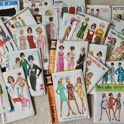 #179   1960s SEWING PATTERNS WOMEN'S CLOTHING MOST UNUSED GROUP LOT OF 29