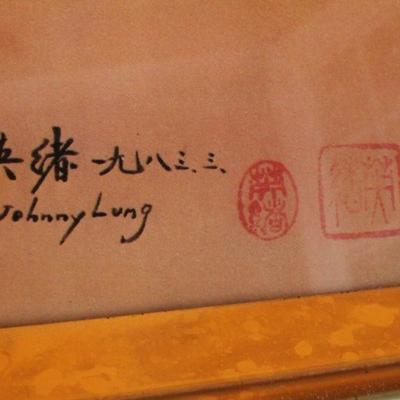Lot #161: Vintage Japanese Original Art SIGNED by Artist Johnny Lung 20" x 16"