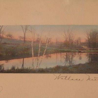 Lot #162: Antique Original Landscape Framed Hand Colored Photograph SIGNED by Wallace Nutting 11.5" x 7.5" 
