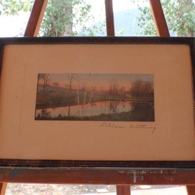 Lot #162: Antique Original Landscape Framed Hand Colored Photograph SIGNED by Wallace Nutting 11.5" x 7.5" 