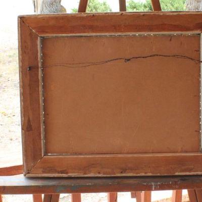 Lot #163: Vintage Original Framed Art Landscape of Water's Edge 15.5" x 12.5" 