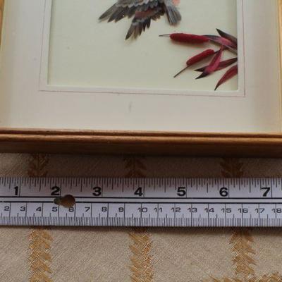 Lot #164: Vintage Framed Feather Sculpture Fine Art Geese and Cattails 