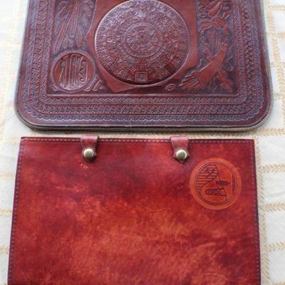 Lot #168: (2) Vintage Leather Business or School Document Binders (Mayan Calendar and Oil Field)