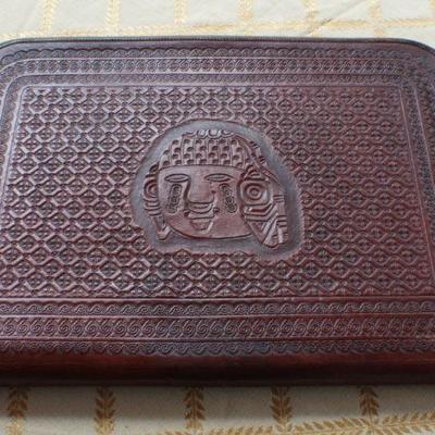 Lot #168: (2) Vintage Leather Business or School Document Binders (Mayan Calendar and Oil Field)