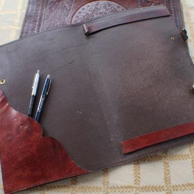 Lot #168: (2) Vintage Leather Business or School Document Binders (Mayan Calendar and Oil Field)