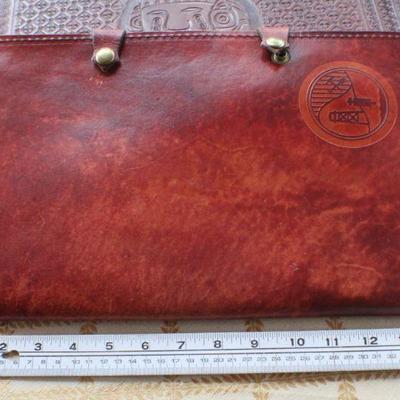 Lot #168: (2) Vintage Leather Business or School Document Binders (Mayan Calendar and Oil Field)