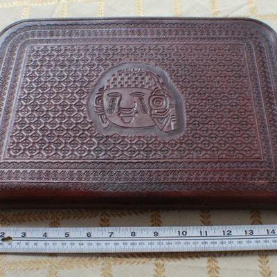 Lot #168: (2) Vintage Leather Business or School Document Binders (Mayan Calendar and Oil Field)