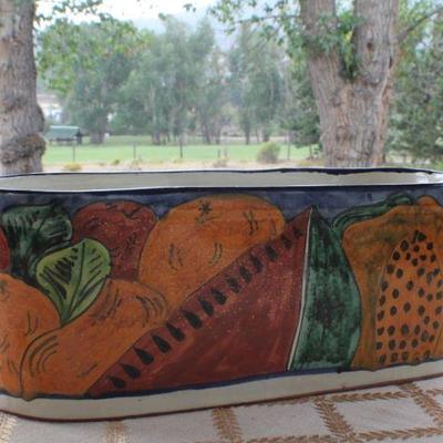 Lot #174: Vintage Hand Painted Ceramic Flower Pot Fruit Theme