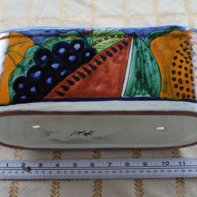 Lot #174: Vintage Hand Painted Ceramic Flower Pot Fruit Theme