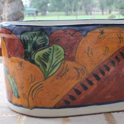Lot #174: Vintage Hand Painted Ceramic Flower Pot Fruit Theme