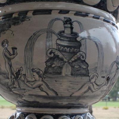 Lot #175: Vintage Tall Made in Italy Fountain Scene Vessel w/ Lid 
