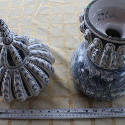 Lot #175: Vintage Tall Made in Italy Fountain Scene Vessel w/ Lid 