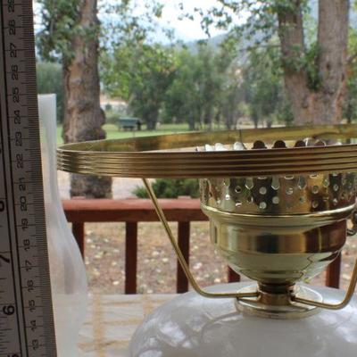Lot #176: Vintage Tall Glass Shade Table Lamp Yellow Flower Theme