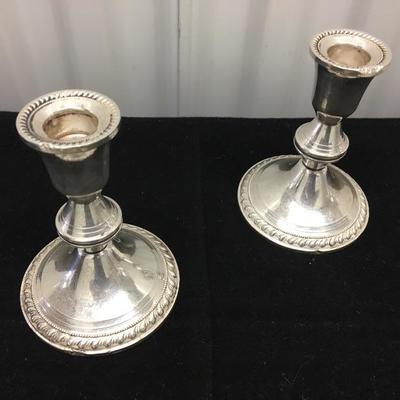 Vintage Pair of Sterling Candle Holders